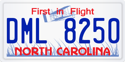 NC license plate DML8250