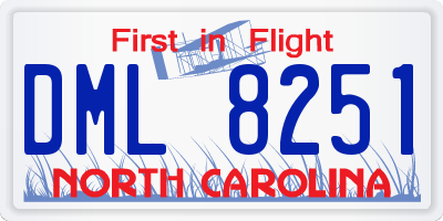 NC license plate DML8251