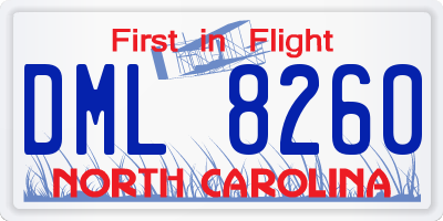 NC license plate DML8260