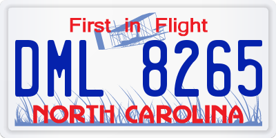 NC license plate DML8265