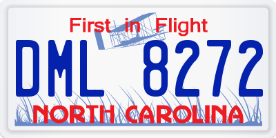 NC license plate DML8272