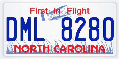 NC license plate DML8280