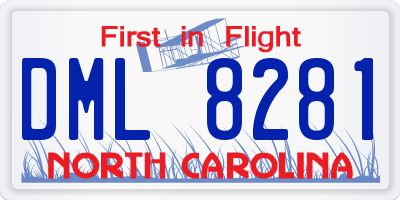 NC license plate DML8281