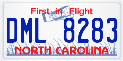 NC license plate DML8283