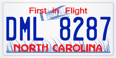 NC license plate DML8287