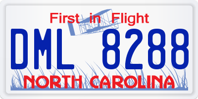 NC license plate DML8288