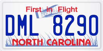 NC license plate DML8290