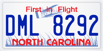 NC license plate DML8292