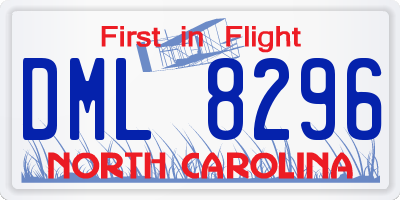 NC license plate DML8296