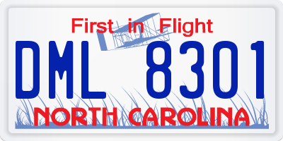 NC license plate DML8301