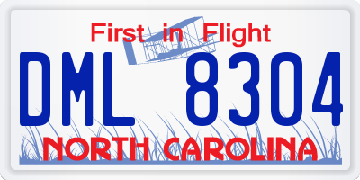 NC license plate DML8304