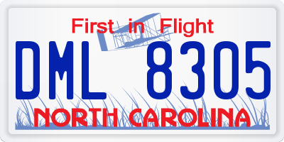 NC license plate DML8305