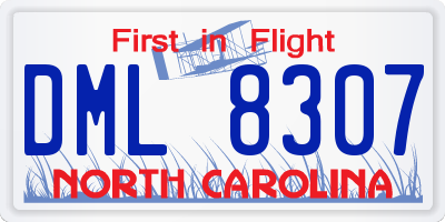 NC license plate DML8307