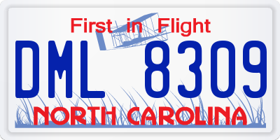 NC license plate DML8309