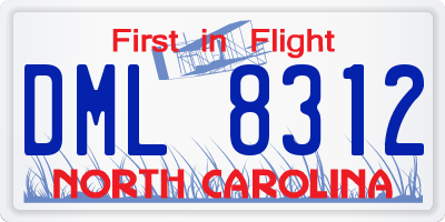 NC license plate DML8312