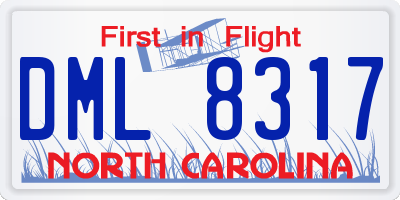 NC license plate DML8317