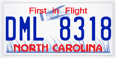 NC license plate DML8318