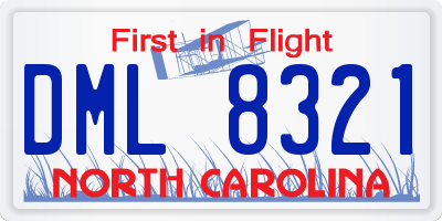 NC license plate DML8321