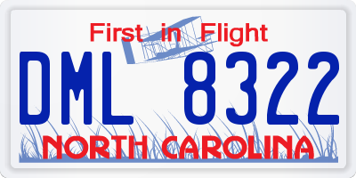 NC license plate DML8322