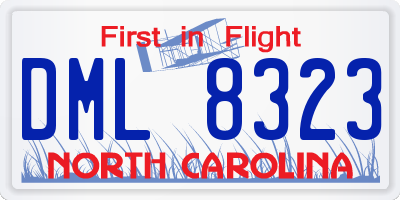 NC license plate DML8323