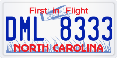 NC license plate DML8333