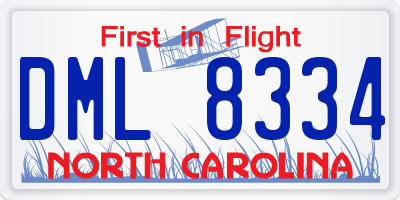 NC license plate DML8334