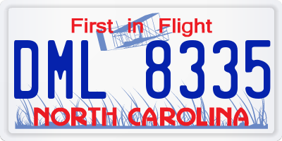 NC license plate DML8335