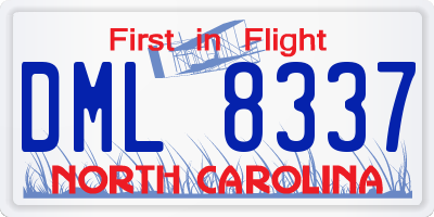 NC license plate DML8337