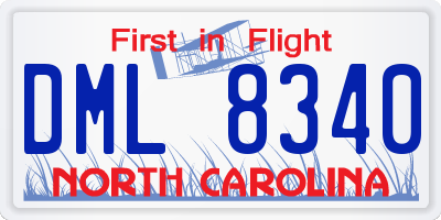 NC license plate DML8340