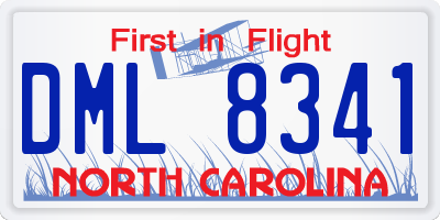 NC license plate DML8341