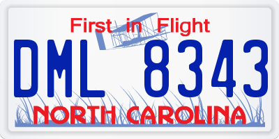 NC license plate DML8343