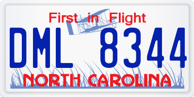 NC license plate DML8344