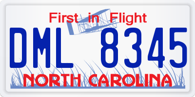 NC license plate DML8345