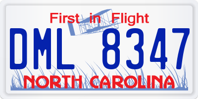 NC license plate DML8347