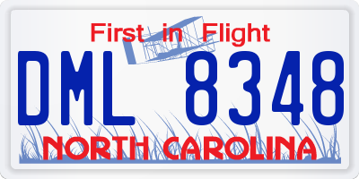 NC license plate DML8348