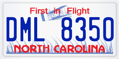 NC license plate DML8350