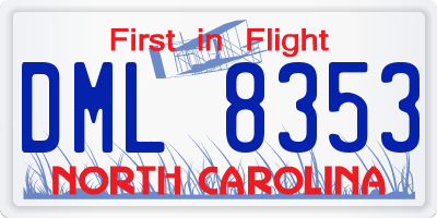 NC license plate DML8353