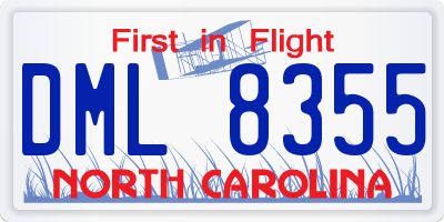 NC license plate DML8355