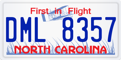 NC license plate DML8357