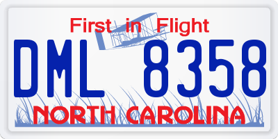 NC license plate DML8358