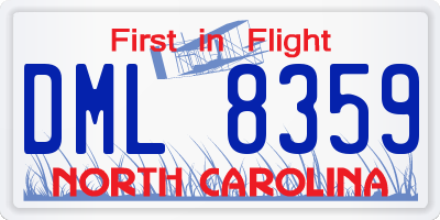 NC license plate DML8359