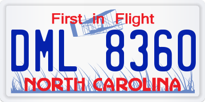 NC license plate DML8360