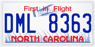 NC license plate DML8363