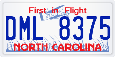 NC license plate DML8375