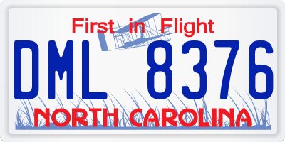 NC license plate DML8376