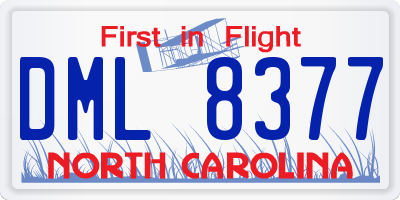 NC license plate DML8377