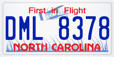 NC license plate DML8378