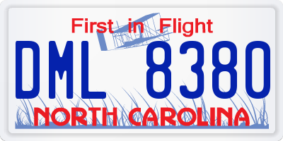 NC license plate DML8380