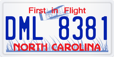 NC license plate DML8381