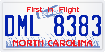 NC license plate DML8383